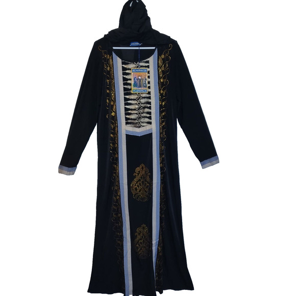 Africa Noble Dress Gown Abaya QUEEN Embroidery Rhinestones Kaftann African L NWT - Picture 1 of 9